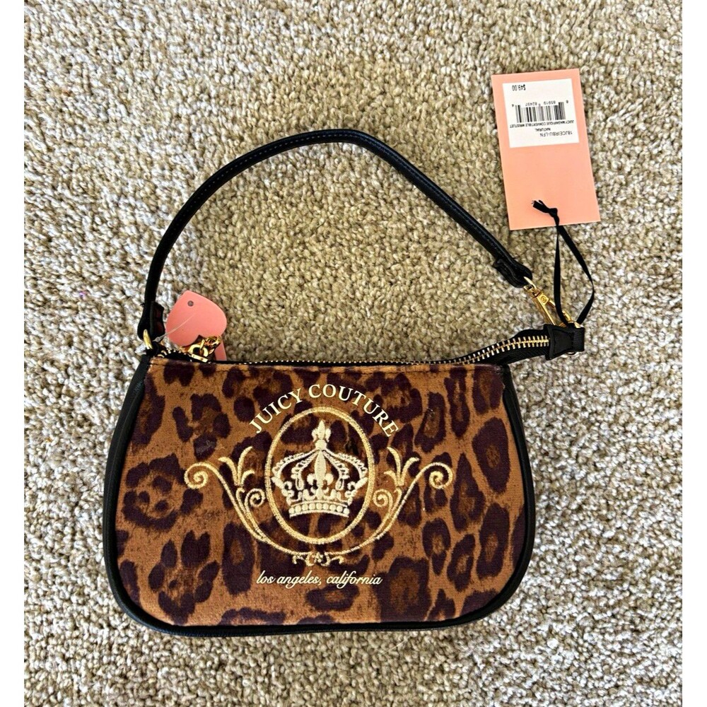 Juicy Couture Juicy Magnifique Convertible Leopard Wristlet Brown/Black Zip